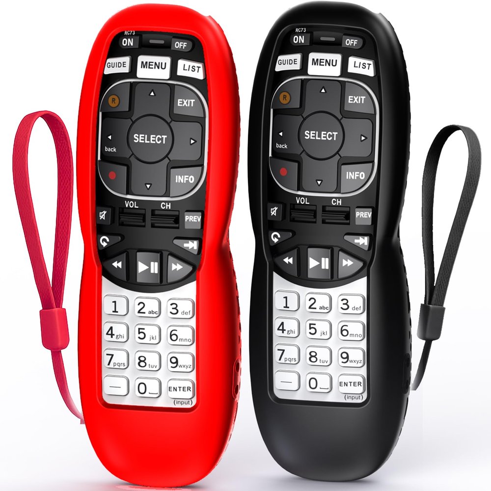 2PACK Case Cover for DirecTV RC73 Remote, RC70 RC70H RC71 RC71H RC72 RC73B Voice Remote Control Skin Sleeve Black Red
