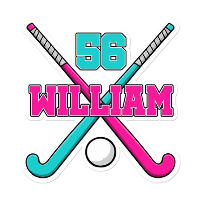 Custom Hockey Name Sticker Personalized Number Text Field Sport Player Team Member Decal Waterproof Die Cut Vinyl & Transparent DTF Decal for Water Bottle Laptop Car Helmet Gifts for Men Women