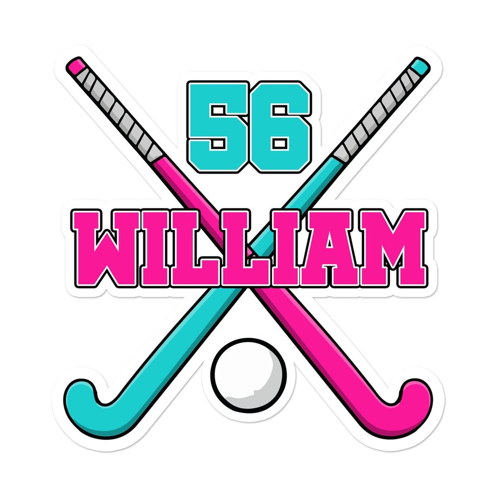 Custom Hockey Name Sticker Personalized Number Text Field Sport Player Team Member Decal Waterproof Die Cut Vinyl & Transparent DTF Decal for Water Bottle Laptop Car Helmet Gifts for Men Women
