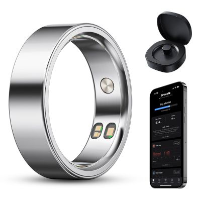BOYACARE Smart Ring for Women/Men, Fitness Tracker Ring with Call & Alarm Vibration, Heart Rate, Blood Oxygen, Sleep Tracker, Women Cycle Prediction, 5ATM Waterproof, No App Fees (Silver, 6#)