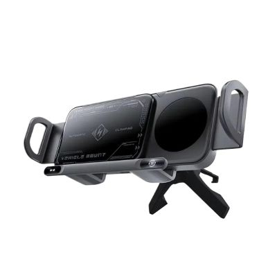 High Intelligent Mobile Phone/Pad Holder, Magnetic Holder Car, 2 in 1 Rotating Holder, Wireless Car Charger(Gray)