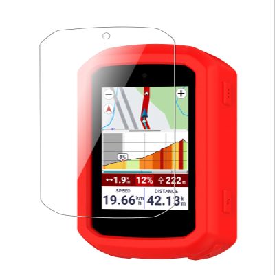  1+1 Set  for Garmin Edge 850 Protective Case, Includes 1 TPU Soft Films + 1 Silicone Protective Cover, Scratch-Resistant and Drop-Resistant, All-Around Protection for Garmin Edge 850/550 (red)