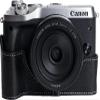 M6 Case, Genuine Leather Camera Half Case for Canon Eos M6 Cover Bag Protecter with Hand Wrist Strap (Black) view 1
