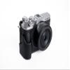 M6 Case, Genuine Leather Camera Half Case for Canon Eos M6 Cover Bag Protecter with Hand Wrist Strap (Black) view 2