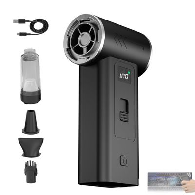 Compressed Air Dust Collector and Electric Blower, 130000RPM Cordless Rechargeable, Equipped with Brushless Motor and LED Display Screen, Used for Keyboards, Electronic Products, and Automobiles.