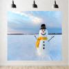 10x7ft Winter Scene Photography Backdrop, Snowman with Yellow Scarf, Snow Field Background, Christmas Holiday Happy New Year Party Decorations Photo Studio Props Fabric view 1