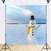 10x7ft Winter Scene Photography Backdrop, Snowman with Yellow Scarf, Snow Field Background, Christmas Holiday Happy New Year Party Decorations Photo Studio Props Fabric view 2
