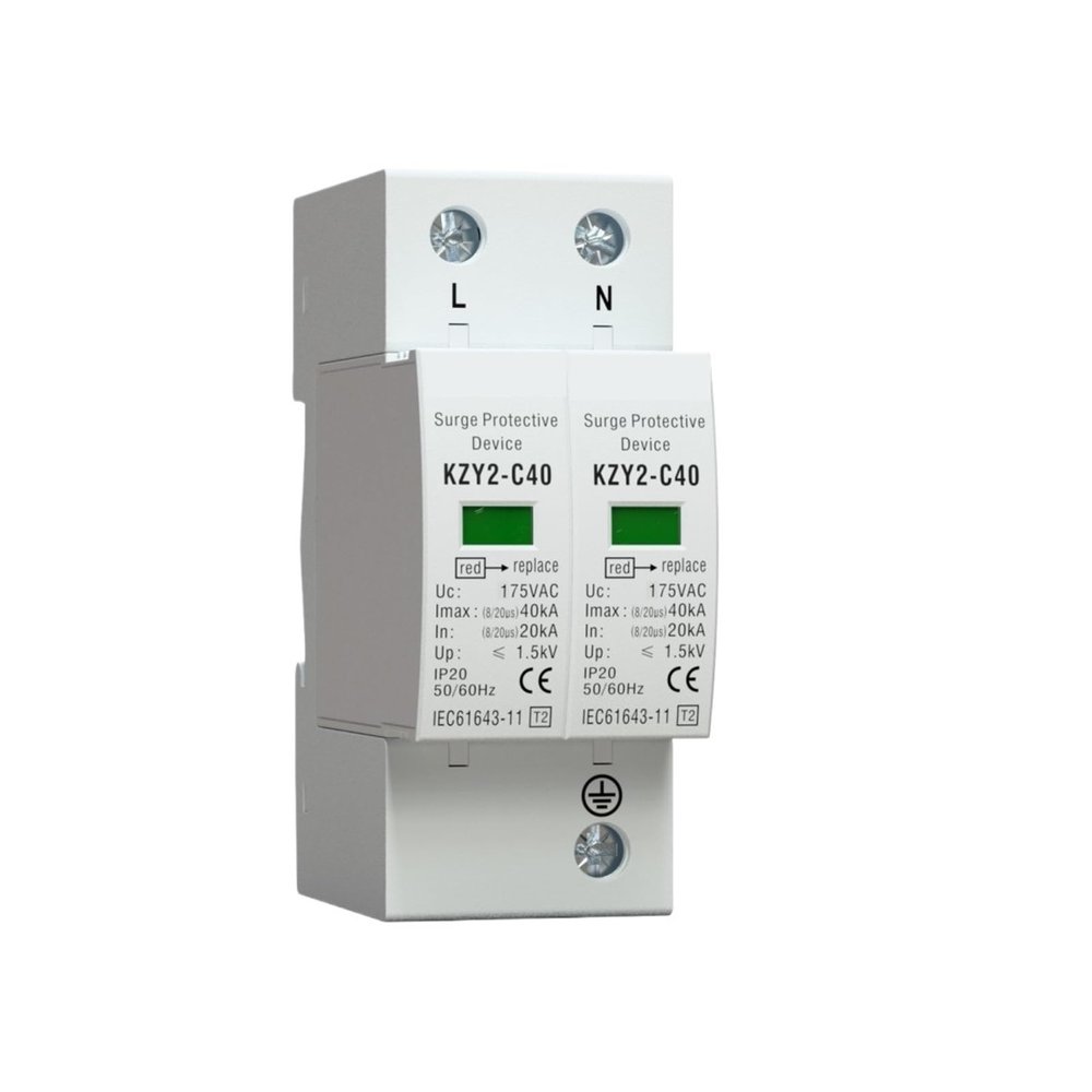 1P 2P AC 120V 175V 20KA-40KA Lightning Protector Surge Protective Device SPD With PE House Safety Electricity Protector(1P 175V)