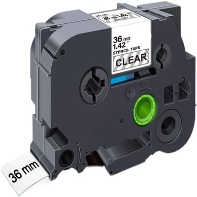 18mm 24mm 36mm Clear Label Tape with Black Text Compatible for STe-141 STe-151 STe-161 Stencil Printer Tapes(36mm Black On Clear)