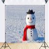 10x7ft Winter Photography Backdrop, Snowman Scene with Red Scarf, Snow Background, Happy New Year Merry Christmas Holiday Party Decorations Banner Studio Photo Props Fabric view 2