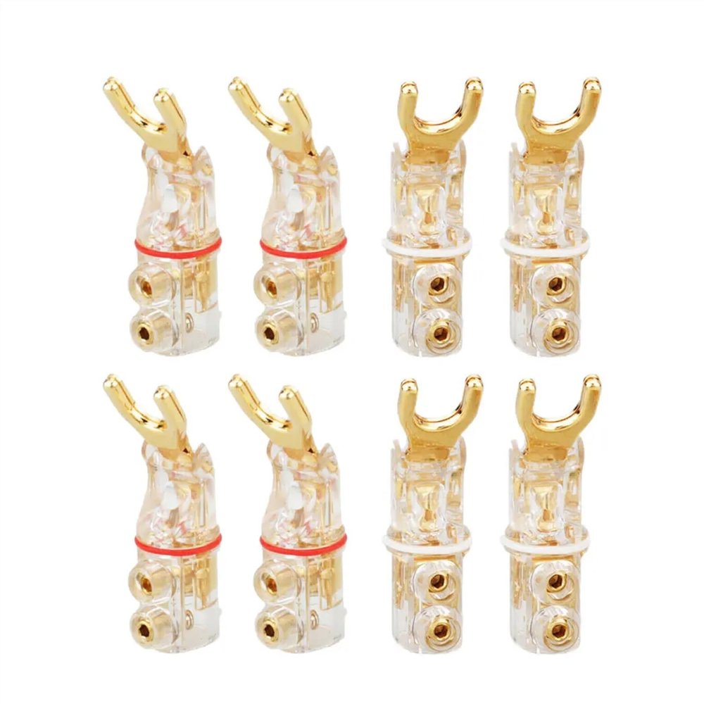 8 Pieces Set U-Type Banana Jack Connectors for Video Speaker Adapter Audio Wire Cable