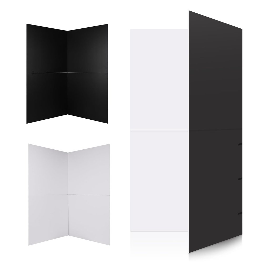 1x1M Photography Light Reflector, Collapsible Black/White Cardboard Reflector for Product Photo Shooting, 200x200cm Foldable Background Board for Studio