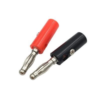 10Pcs 4mm Banana Male Jack Screw-Type Black & Red Wire Audio Speaker Cable Connector(70R)