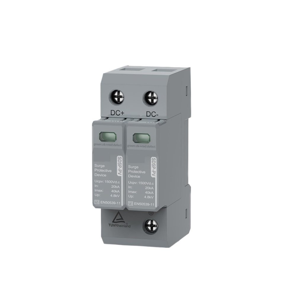 2P DC SPD 600V 800V Surge Arrester Protective Device Lightning Protector 20KA 40KA New Energy Solar DC Surge Protection(2P 600VDC)