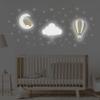 BugyBagy Nursery Wall Lamp Set 3 Hand Painted Night Lights for Baby Room (Hot Air Balloon, Cloud, Elephant on Moon) + Bonus Wall Stickers Soft Linen Colors (Beige Theme) view 2
