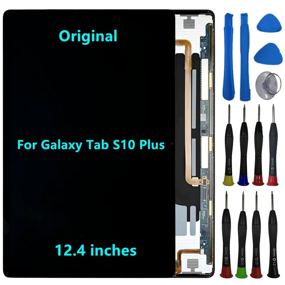 12.4" Original for Samsung Galaxy Tab S10 Plus Screen Replacement Galaxy Tab S10+ SM-X820 SM-X826B SM-X820N SM-X826N Display Touch Screen Digitizer Assembly with Repair Tool