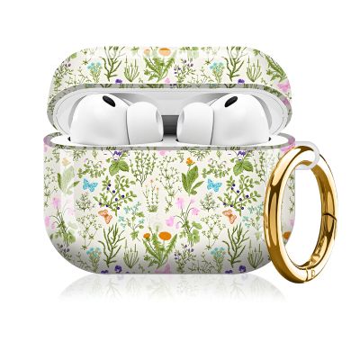 Compatible with AirPod Pro 3 (2025),Cute Case Cover for Women & Men, Full Protection Shockproof Hard Case with Keychain, Wireless Charging Case Accessories(Flowers Butterfly Plants)