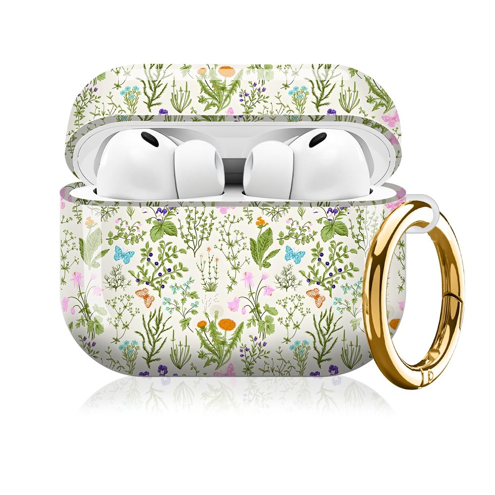 Compatible with AirPod Pro 3 (2025),Cute Case Cover for Women & Men, Full Protection Shockproof Hard Case with Keychain, Wireless Charging Case Accessories(Flowers Butterfly Plants)