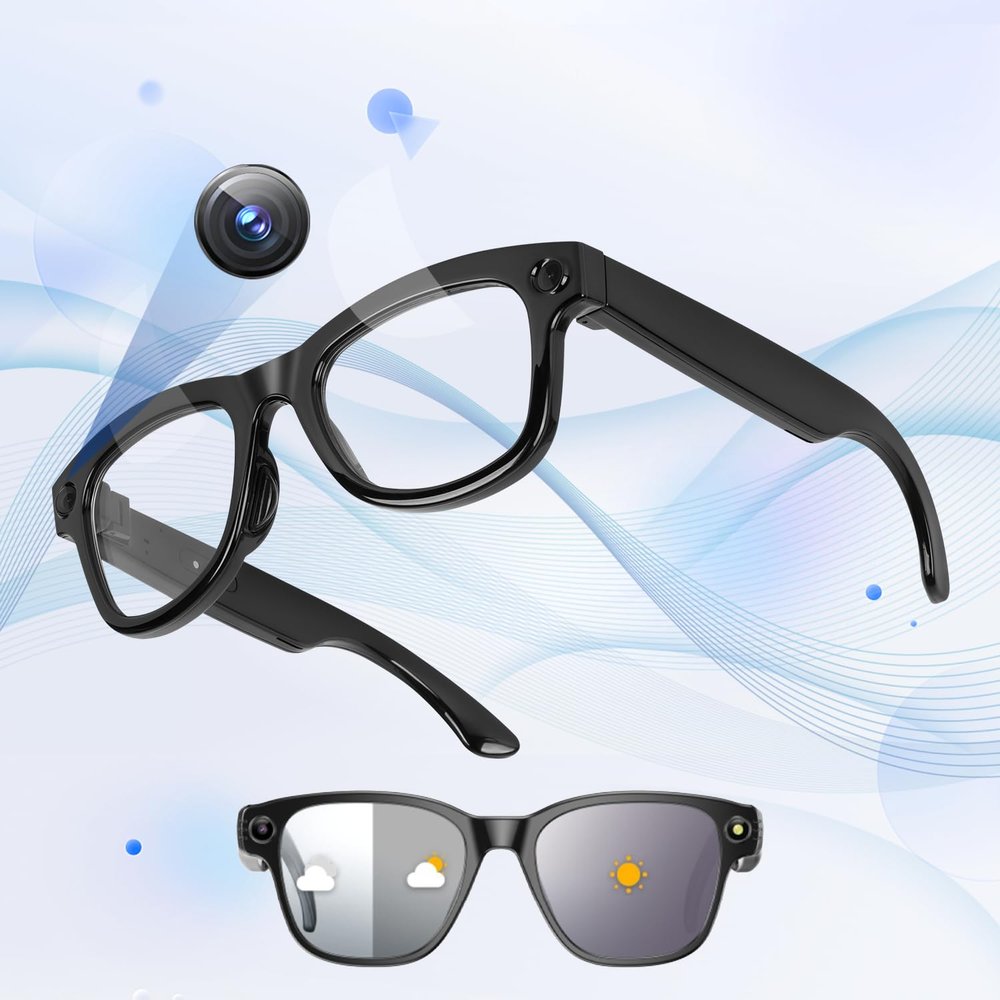 Uceento AI Smart Glasses with Chat & GPT 1080P HD Camera  Video Recording Glasses with Audio, Bluetooth Sunglasses with Camera for Men, Hands-Free Music&Calls, Outdoor Sports Travel
