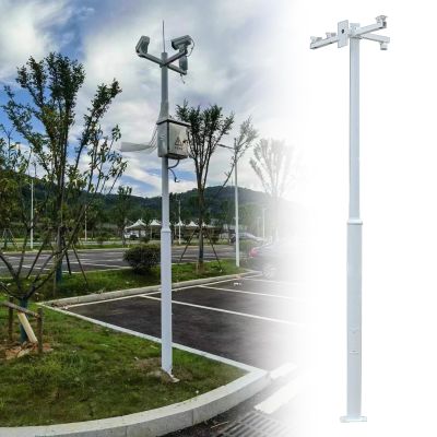 Camera Mount Pole for Outdoor Surveillance, Security Camera Pole Mount Arm and Post, Walkway/Garage Camera Stand Professional, Freestanding(White,5.5m (18ft))