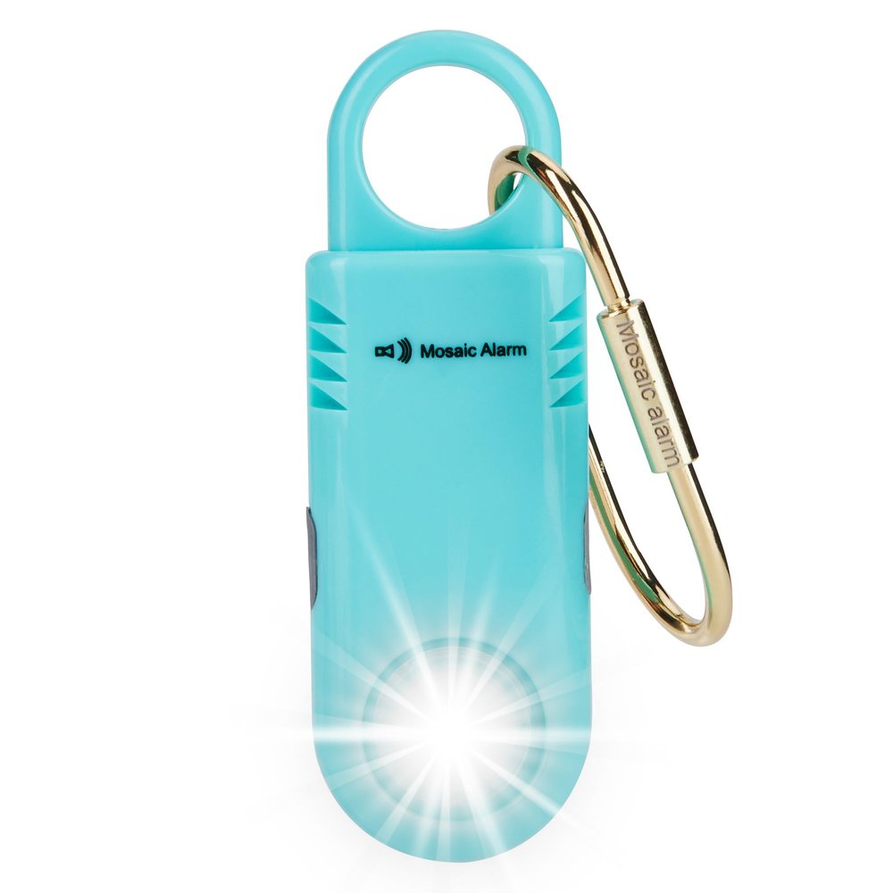 135dB Rechargeable Personal Safety Alarm Built-in Ultra-Bright Flashlight Non Slip Grip Keychain Emergency SOS Siren for Women, Students, Night Runner. Loud Sound Hiking Bear Alerts with Hook. Aqua