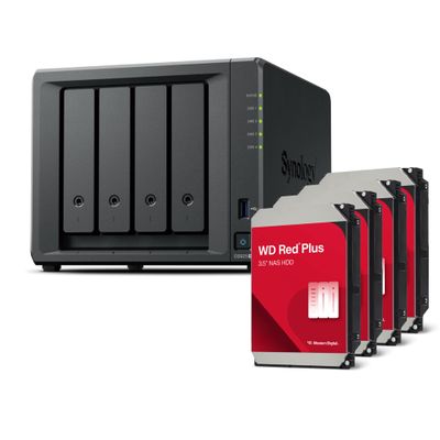 Synology DS925+(2X 2.5GbE Ports, Ryzen V1500B, 4GB RAM) 4-Bay 16TB Bundle with 4X 4TB WD Red Plus
