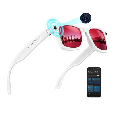AI Smart Glasses with Camera, 8MP 1200P HD Video Recording Sunglasses, UV400, Real-Time Translation, GPT Voice Assistant, Open-Ear Bluetooth Audio, 32GB POV Glasses for Men Women Running Hiking Beach