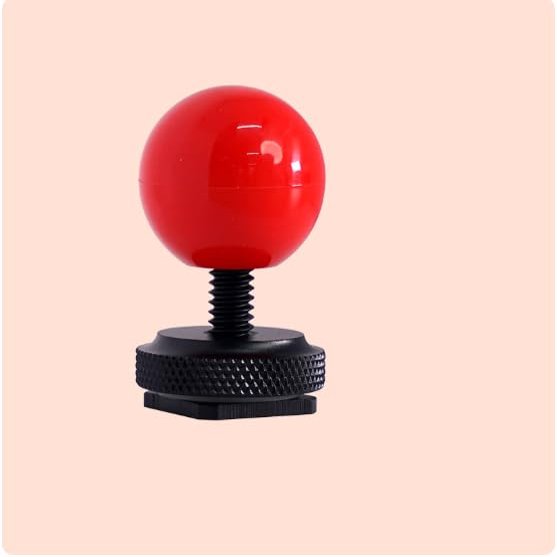Creative Spherical Camera Hot Shoe Cover: Compatible with Flash hot Shoes and Ricoh Devices,(1PC) (Metallic Red Ball + Black Circular Base)