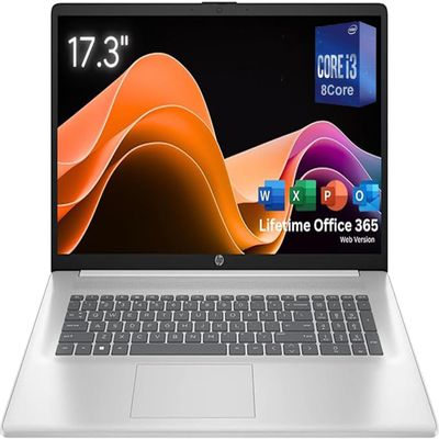 HP 17.3" Laptop with Office 365 for The Web  Intel 8-Cores  64GB RAM  1TB SSD  10-Key Number Pad  Windows 11 Home W/O Mouse