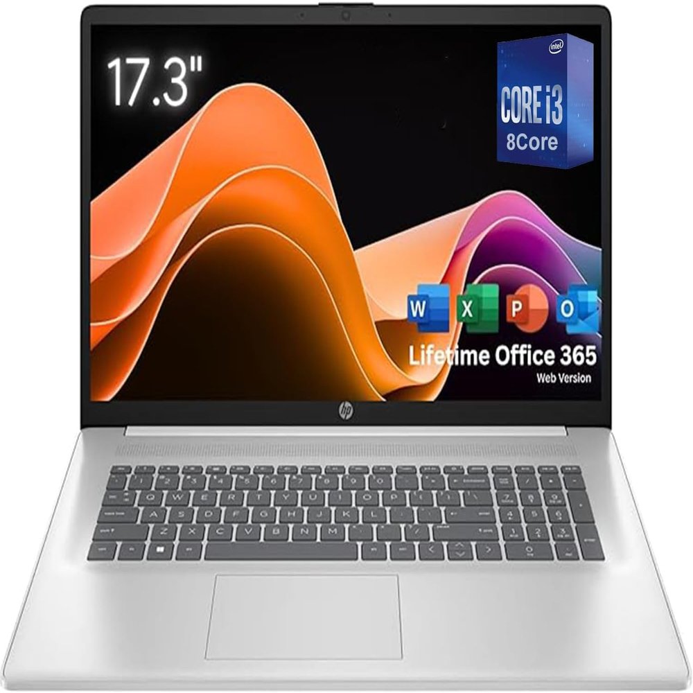 HP 17.3" Laptop with Office 365 for The Web Intel 8-Cores 64GB RAM 1TB SSD 10-Key Number Pad Windows 11 Home W/O Mouse