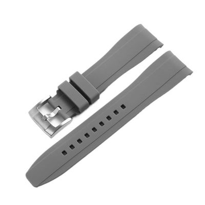 Arc Mouth Silicone Watch Strap For Iwc Portofino Pilot's Watches Pin Buckle(Gray s1,22mm)