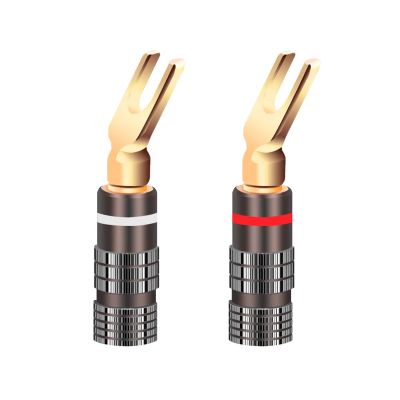 2pcs Banana Strip Spade Terminal Spade Fork Adapters Connectors Crimp Barrier Spades for Speaker Wire