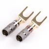 2pcs Banana Strip Spade Terminal Spade Fork Adapters Connectors Crimp Barrier Spades for Speaker Wire view 3