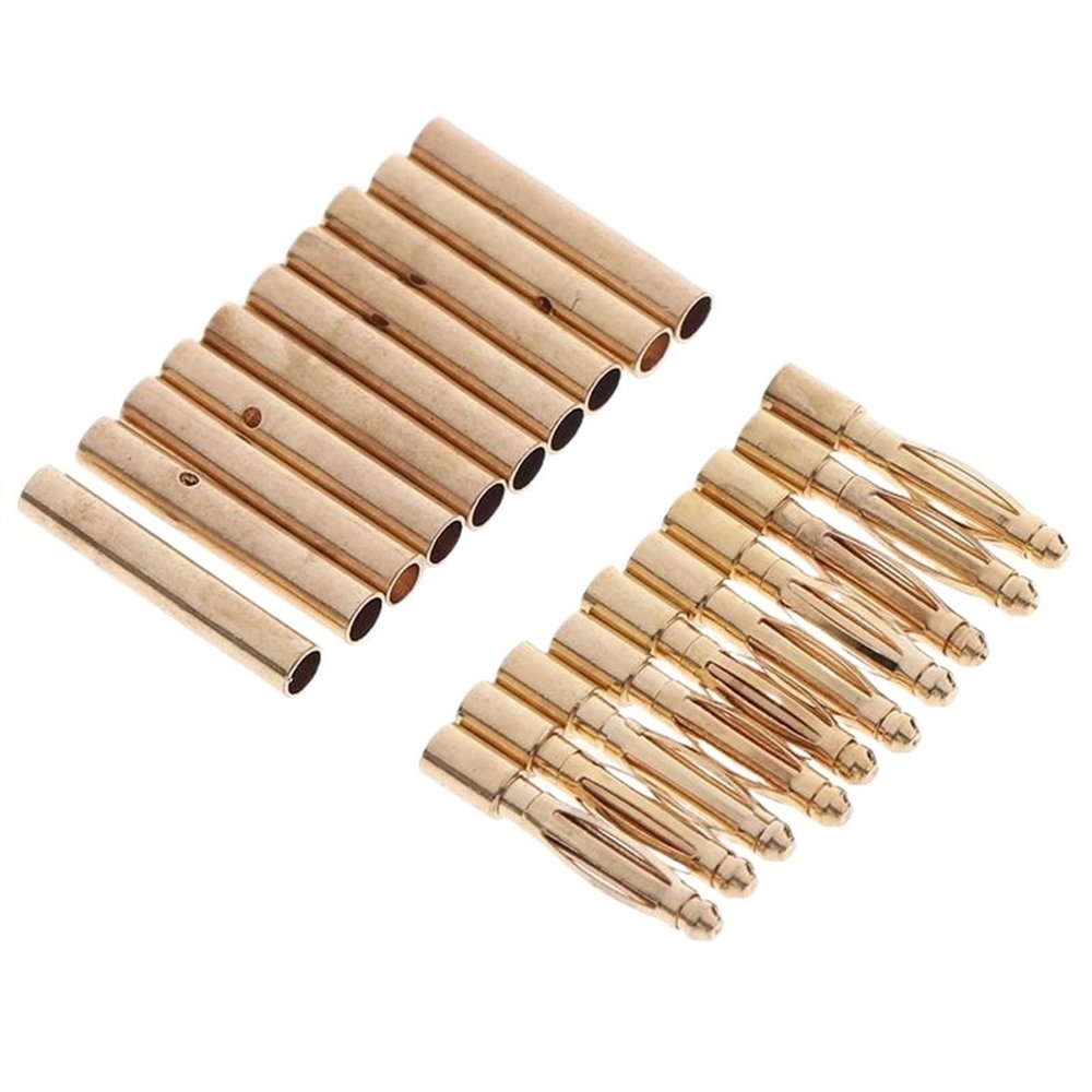 10Pairs 2mm Banana Plugs Adapter Gold Plated Bullet Connector
