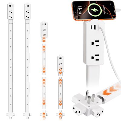 2 Pack Electrical Outlet Extender Stick Features 2 USB-A, USB-C and 2 AC Outlets, Extendable to 6", 15.3", 24.5", 34", for Hard to Reach Spaces Use Behind Couches, Nightstands, Desks, and More