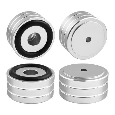 YYTCG Turntable & Speaker Isolation Feet,Copper-Aluminum Alloy Anti-Vibration Pads with Diffraction Groove & Rubber Base for Enhanced Sound Quality, Ideal for Audiophiles-Silver-Large