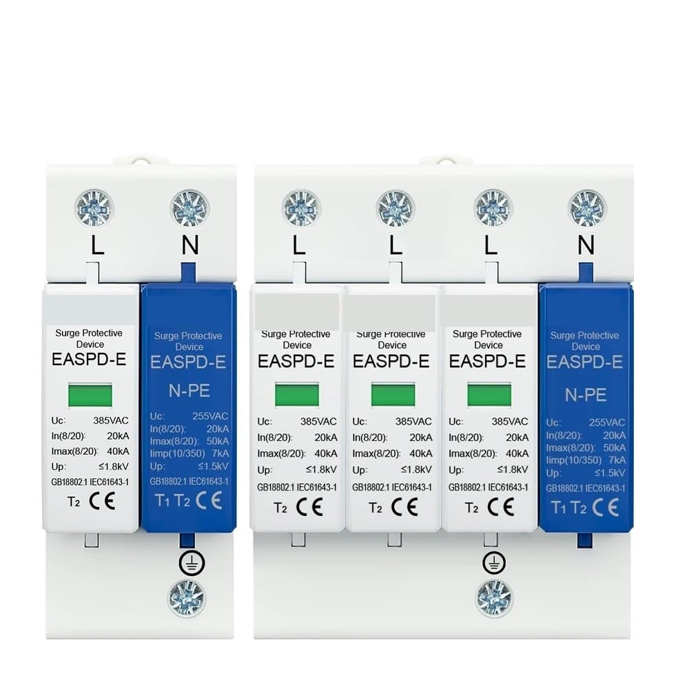 2P 4P AC SPD 1P+NPE 20KA 40AK 50KA T1 T2 275V 385V House Surge Protector Protective Low-Voltage Arrester Device(4P,275V)