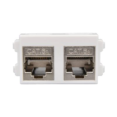 Dual Port CAT.6A RJ45 CAT7 Modular Fully Shielded Zinc Alloy Socket 10GB Network Jack Connector Adapter(CAT6A)