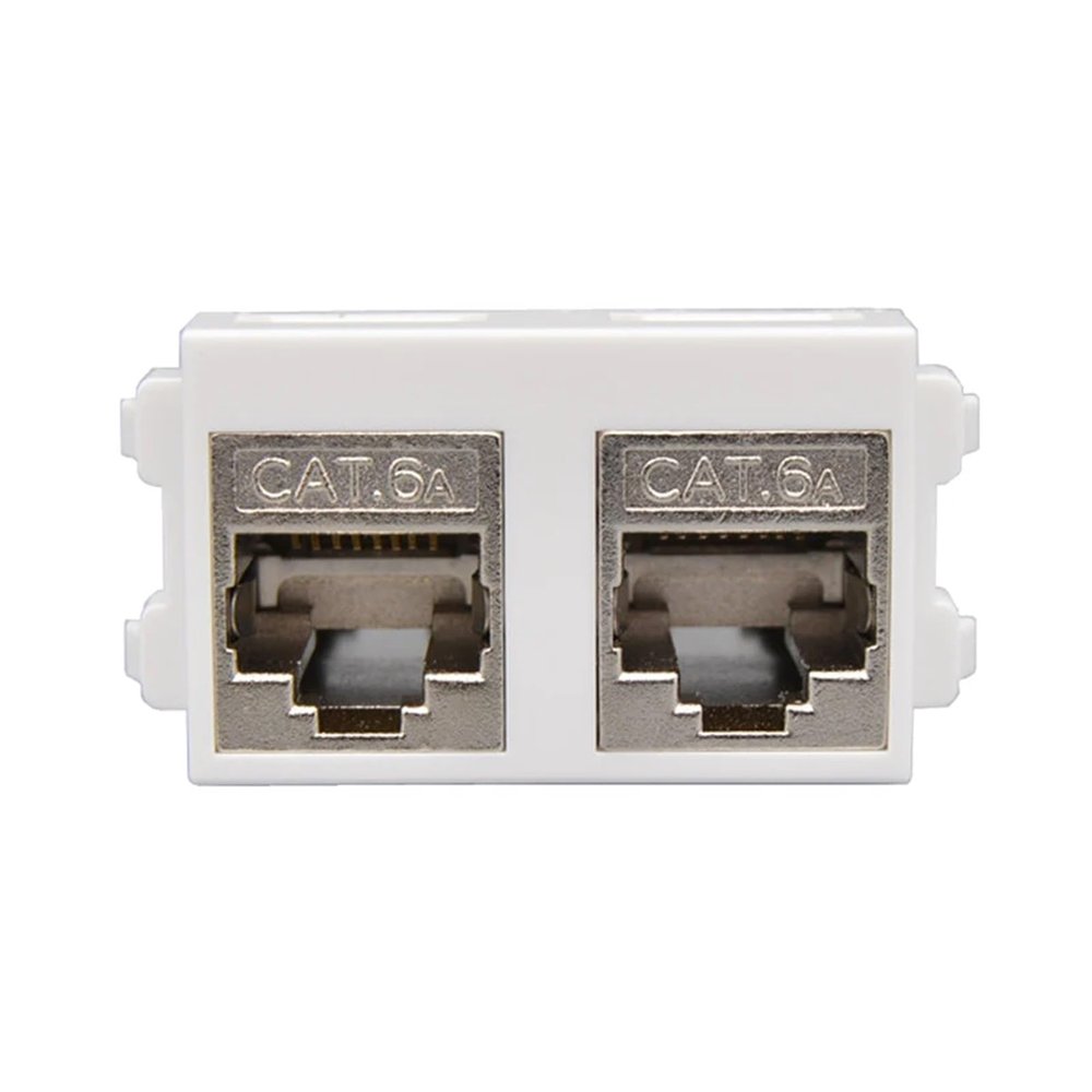 Dual Port CAT.6A RJ45 CAT7 Modular Fully Shielded Zinc Alloy Socket 10GB Network Jack Connector Adapter(CAT6A)