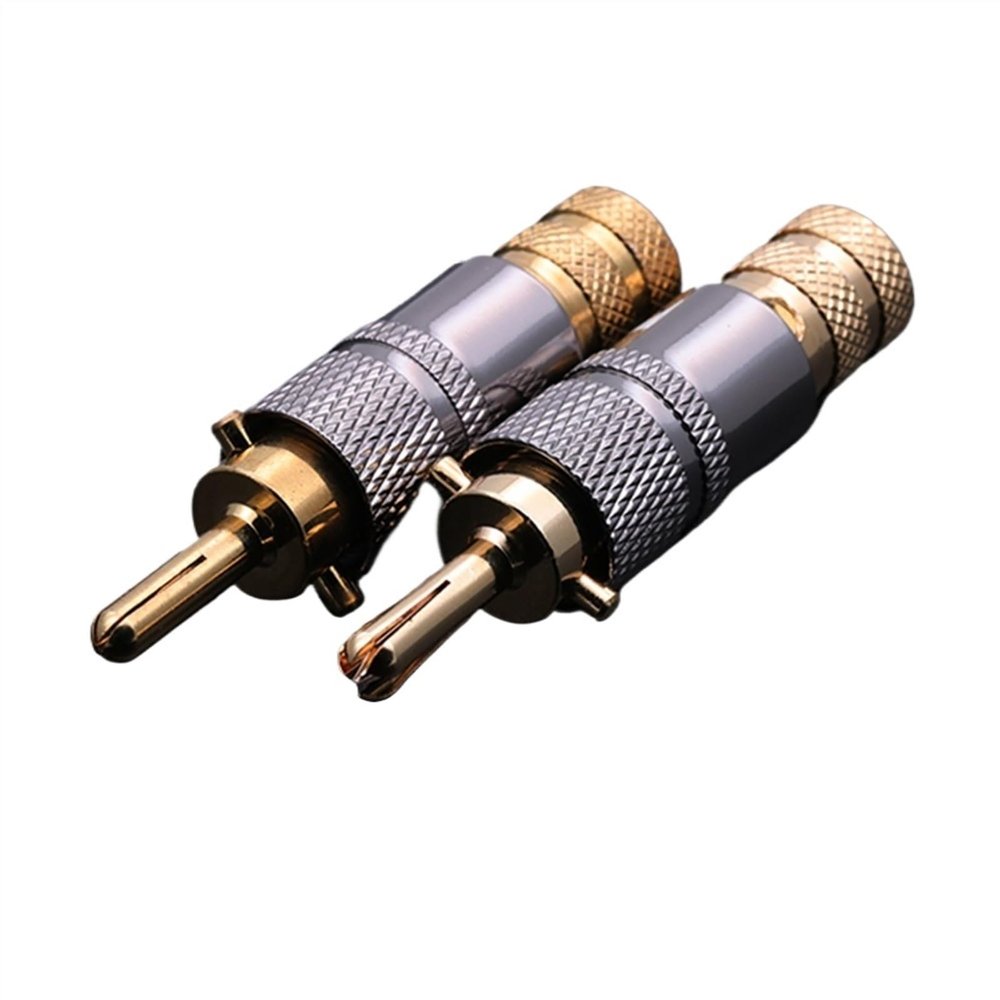 2pcs/lot Copper 24K Gold Plated Banana Audio Connector Male Adapter Speaker Banana Binding Post Terminal red&White