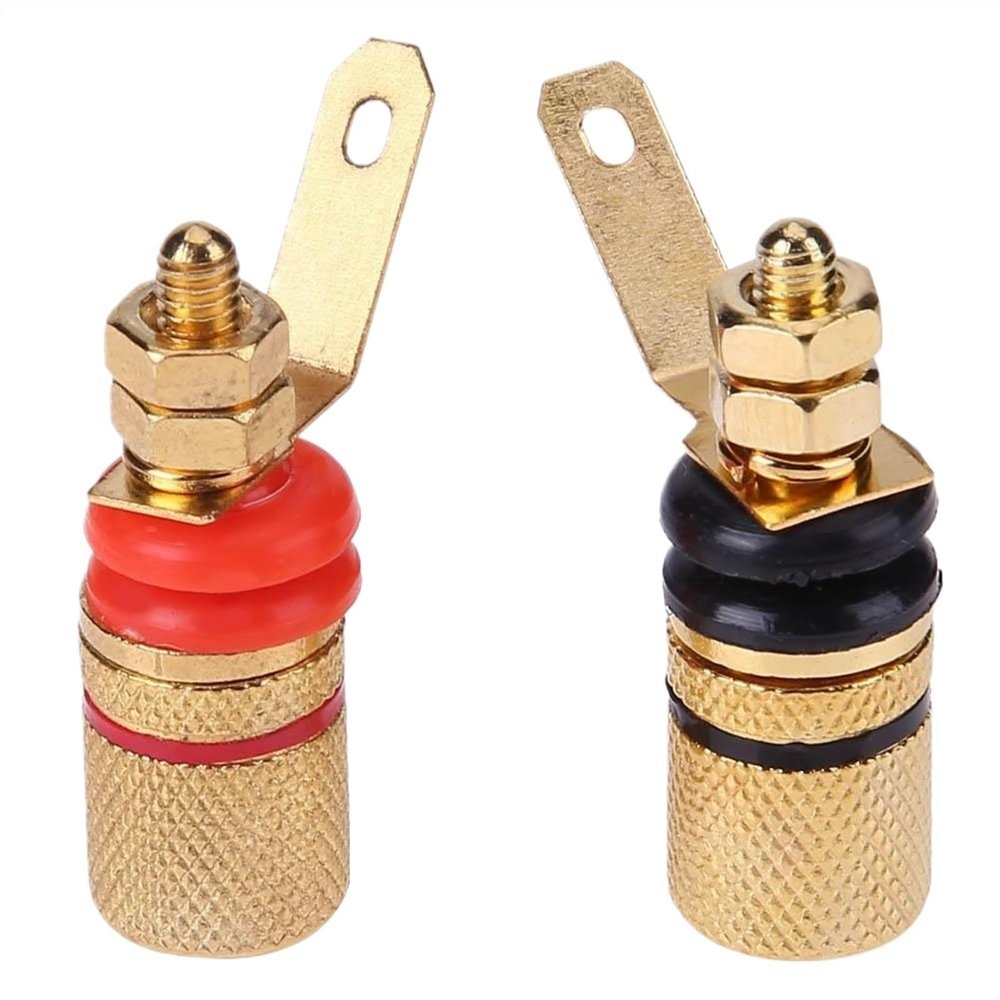 2pcs Gold Plated Amplifier Speaker Binding Posts Terminal Banana 4mm Socket Connector for Banana Plugs