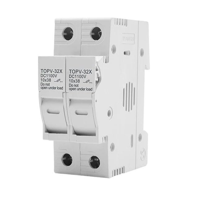 1P 2P DC Fuse Holder 10 * 38mm High Voltage Solar PV 1100V TOPV-30 Base Photovoltaic System Protection Protector gpV(2P Without LED)
