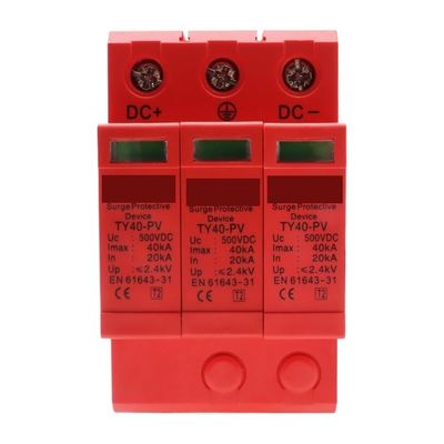 3P 40KA SPD Solar Surge Protector DC 500V 1000V Lightning Surge Protector for Solar System Photovoltaic Protection(1000V)