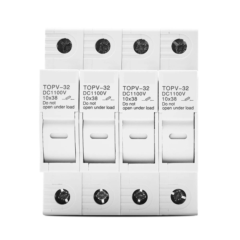 1P 2P 3P 4P 1100V 3-32A DC Fuse Holder 10 * 38mm High Voltage PV TOPV-32X Base Photovoltaic System Protection Protector gPV(4P Without LED)
