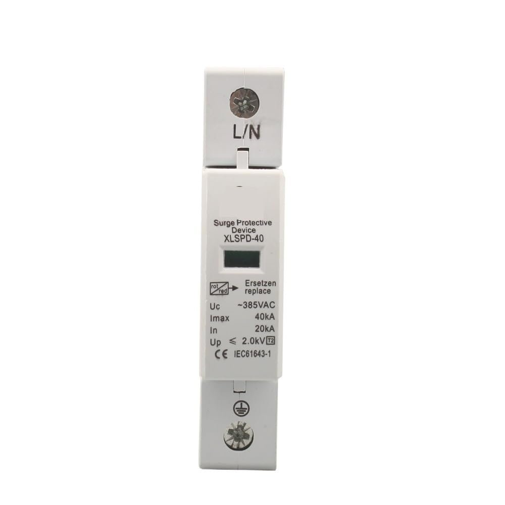 AC SPD 20KA~40KA 385V 1P House Surge Protector Protection Protective Low-Voltage Arrester Device(385VAC)