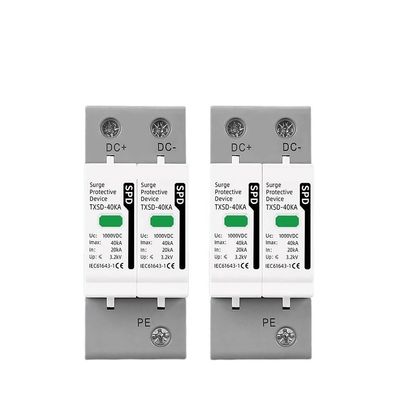 DC SPD Surge Protective Device 600V 1000V 2P 20KA 40KA 60KA Voltage Protector Solar PV Photovoltaic Lightning Arrester(60KA,DC 1000V)