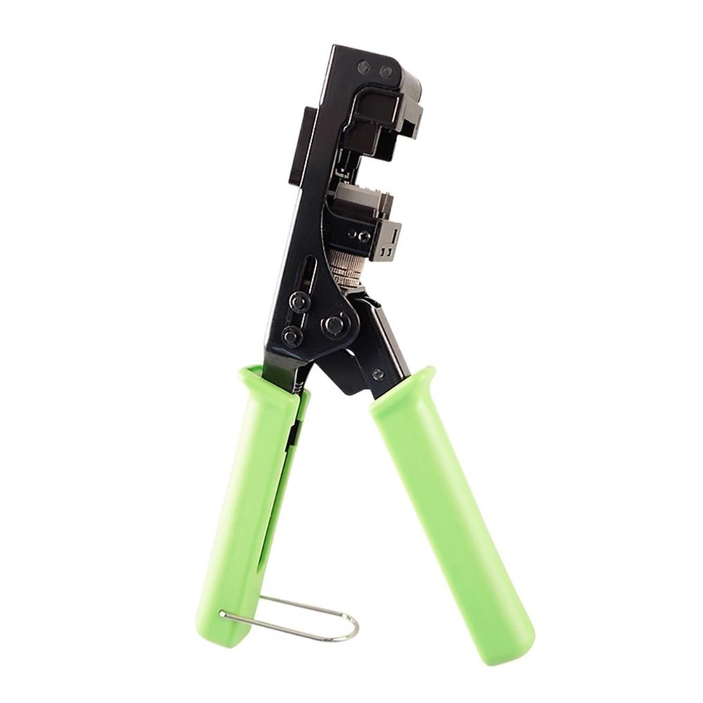 90 degree Keystone jack crimping tool, modular for CAT5/5e and CAT6/6A adapters, quick termination crimper