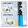 90 degree Keystone jack crimping tool, modular for CAT5/5e and CAT6/6A adapters, quick termination crimper view 2