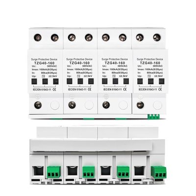 AC SPD 4P 120KA 160KA 200KA Surge Protective Device 385V High Current Din Rail T2(200KA)
