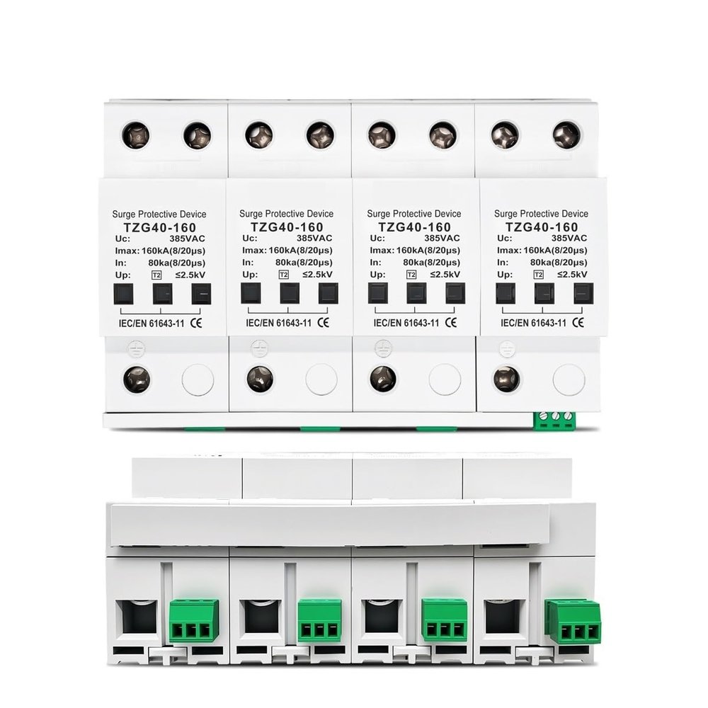 AC SPD 4P 120KA 160KA 200KA Surge Protective Device 385V High Current Din Rail T2(200KA)